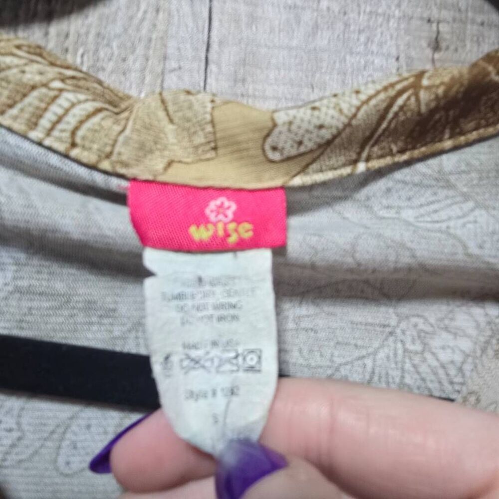 Wise Vintage Y2K Tan Floral Graphic Crop Top Small Boho Preppy Summer - Picture 3 of 5